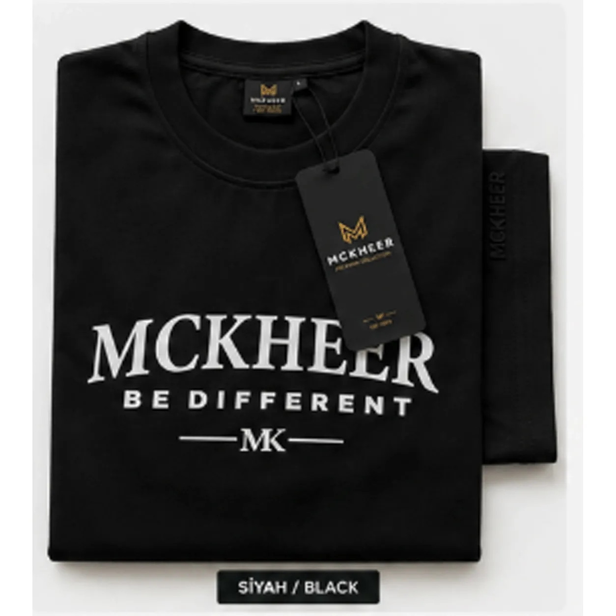 MCKHEER Be Different Front Print Tee - Siyah