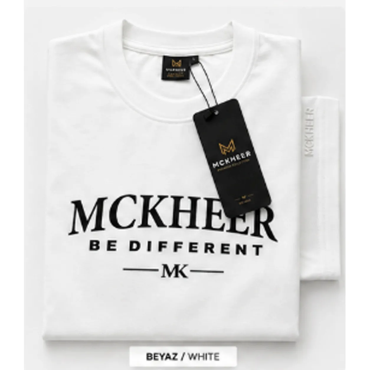 MCKHEER Be Different Front Print Tee - Beyaz