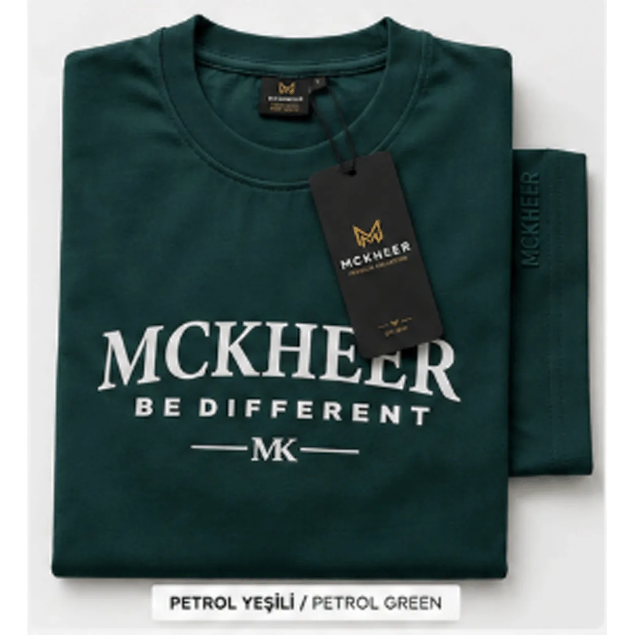 MCKHEER Be Different Front Print Tee - Petrol Yeşili